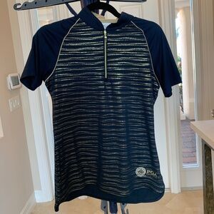 Greg Norman Navy Blue/Gold Print Golf Pants/Top Set sz S/P-4